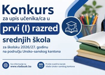 Objavljen konkurs za upis u prve razrede srednjih škola u USK za školsku 2026/27. godinu