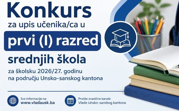 Objavljen konkurs za upis u prve razrede srednjih škola u USK za školsku 2026/27. godinu